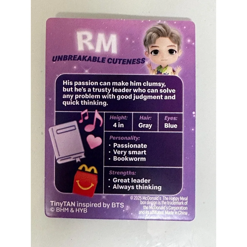 McDonalds‎ TinyTAN x BTS Happy Meal Toy New #1 - RM